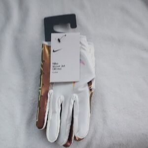 Men's Nike Vapor Jet 7.0 Football Gloves White/Gold Size Medium